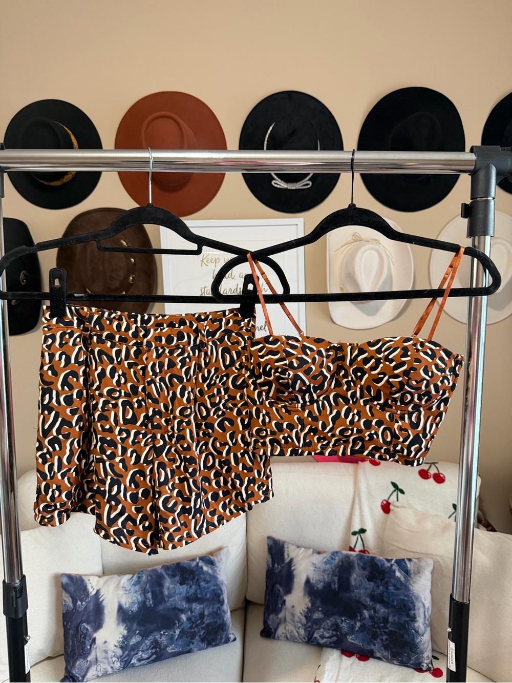 Vestique | Leopard Print Cami Crop Top and Short Set